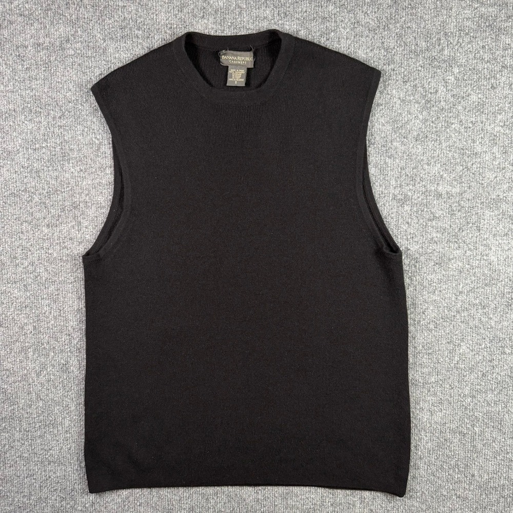 Banana Republic Sweater Vest Womens S Black 100% Cashmere Crew Neck Sleeveless
